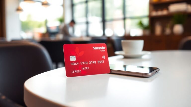 Cartão Santander Free em mesa de cafeteria moderna